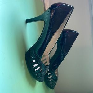 Black Patent Leather Platform Pumps by Nine West